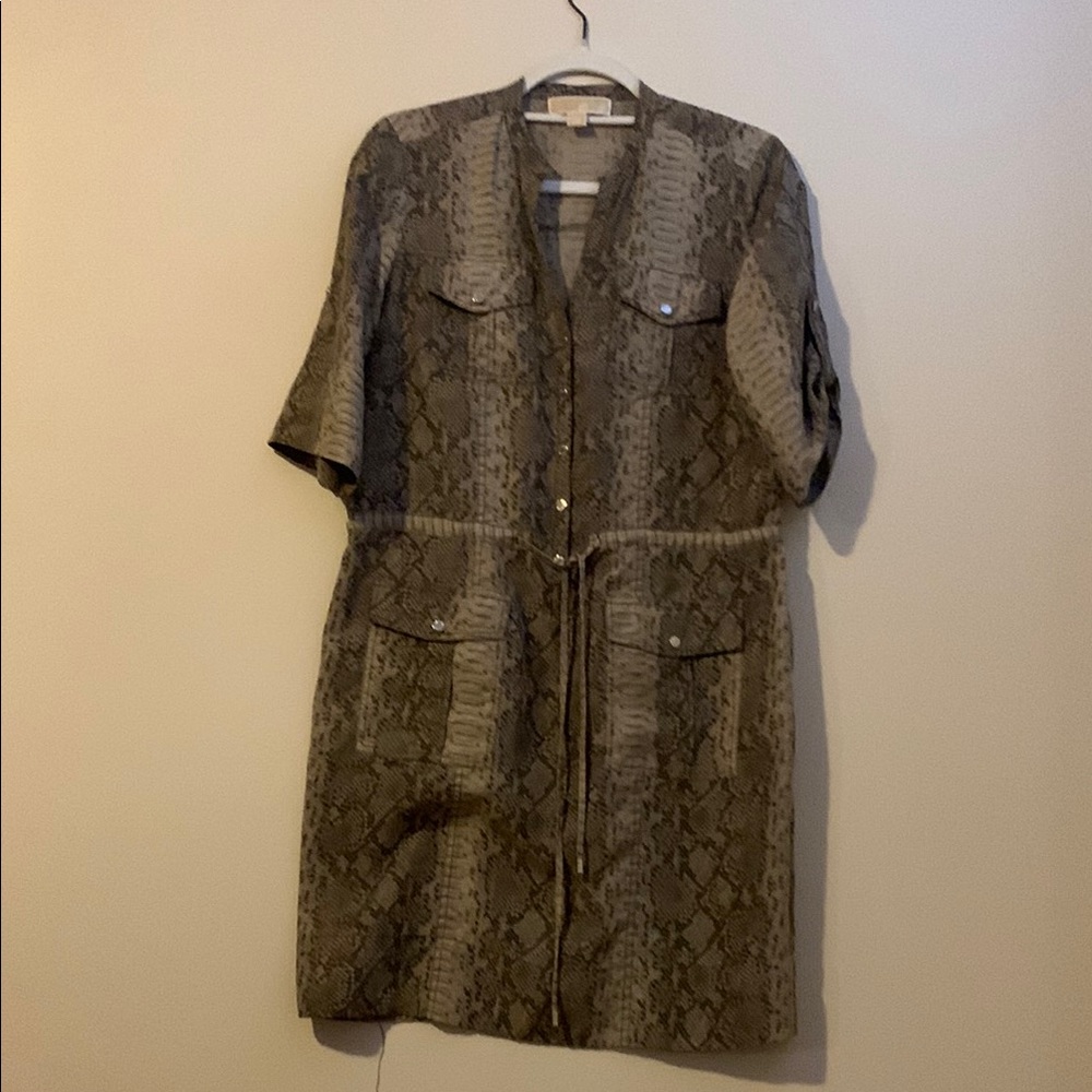 Snakeskin Print Dress with Pockets